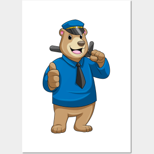 Bear as Police officer with Police hat Posters and Art